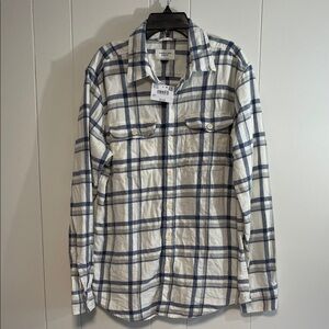 American Eagle White and Blue Plaid Flannel Shirt new size small